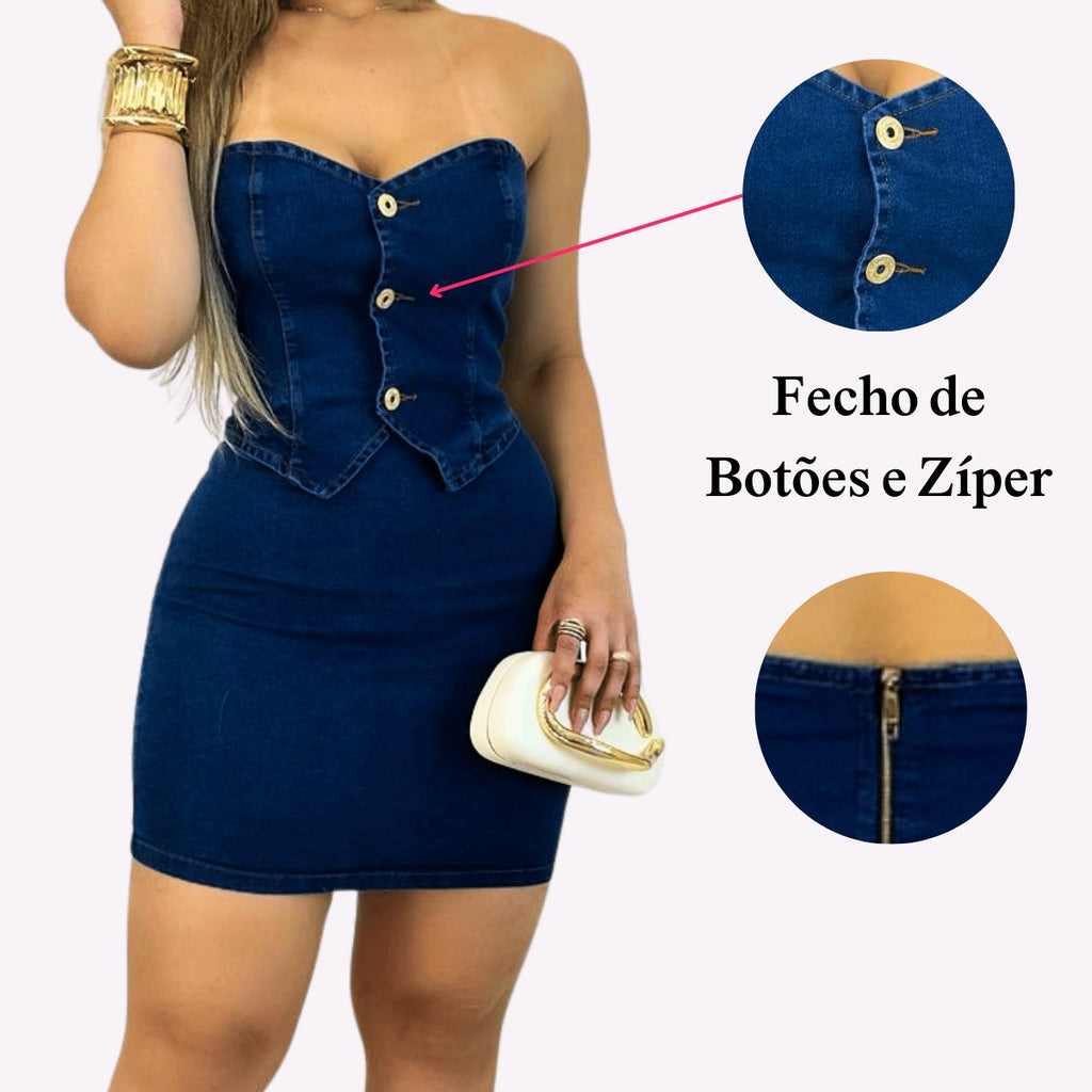 Vestidos Jeans Feminino com Lycra