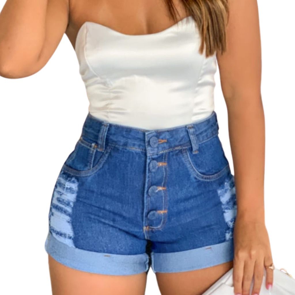 Short Jeans Feminino Cintura Alta