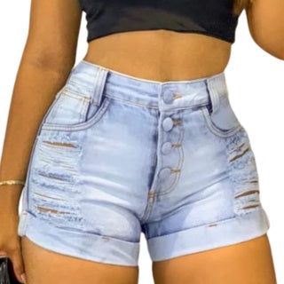Short  Jeans Rasgado Feminino