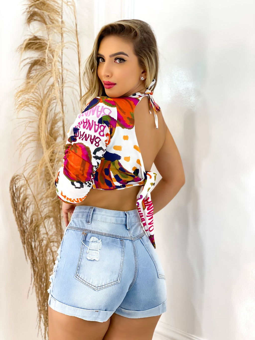 Short  Jeans Rasgado Feminino