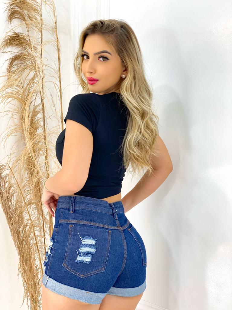 Short Jeans Feminino Cintura Alta